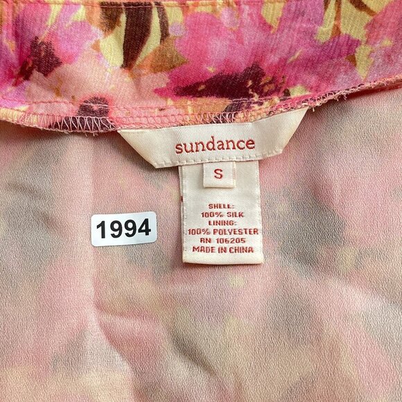 Sundance Silk Boho Floral 3/4 Sleeve V-Neck Tunic Top Watercolor Pink Women S - Picture 6 of 10